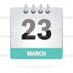 23 March Calendar Icon On White Background Stock Vector Erdem