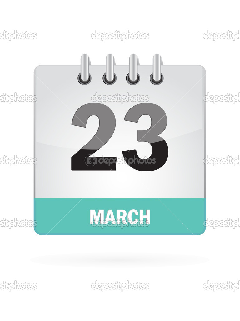 23 March Calendar Icon On White Background Stock Vector Erdem 