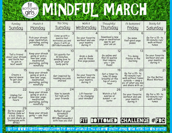 Announcing The March Fit Bottomed Challenge Get Mindful