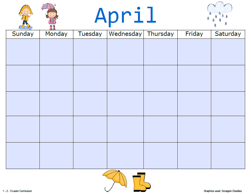 Blank Calendar Template Sheets Added To 1 2 3 Learn Curriculum Web 