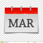 Calendar Month March Icon On Gray And Red Color On Transparent Stock