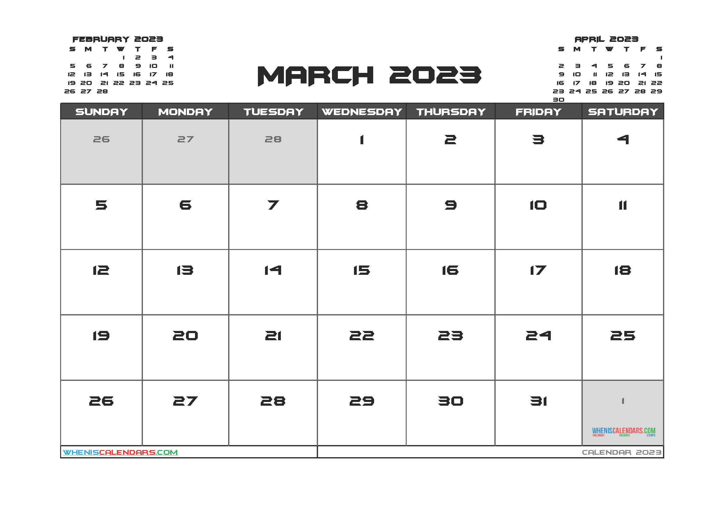 Editable March 2023 Calendar Printable 3 Month Calendar