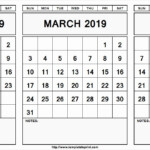February March April 2019 Calendar Printable February March April