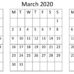 February March April 2020 Calendar A4 Print Sheet Holiday Calendar