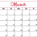 Free Editable March Calendar 2021 Template With Notes