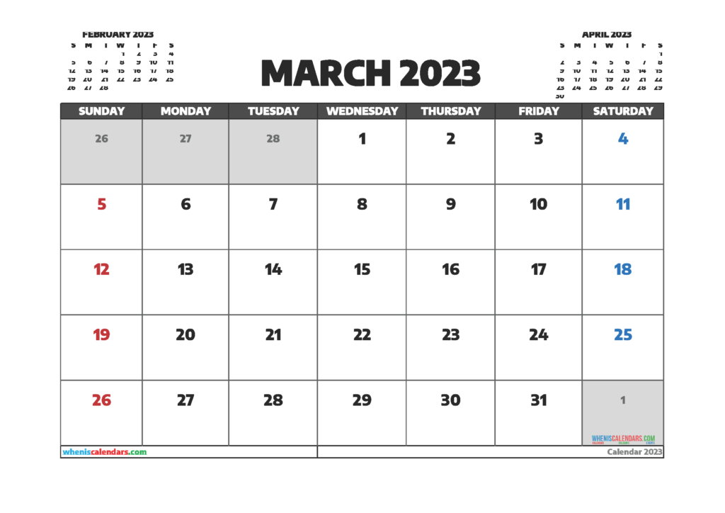 Free March 2023 Calendar Template PDF And Image 