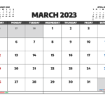 Free March 2023 Calendar Template PDF And Image