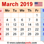 March 2019 Calendar Templates For Word Excel And PDF