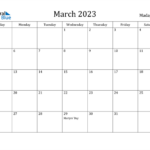 March 2023 Calendar With Madagascar Holidays