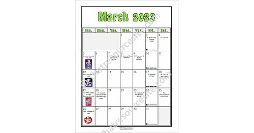 March 2023 Printable Liturgical Calendar Page That Resource Site