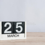 March 25th Day 25 Of Month Wooden Calendar On Light Background