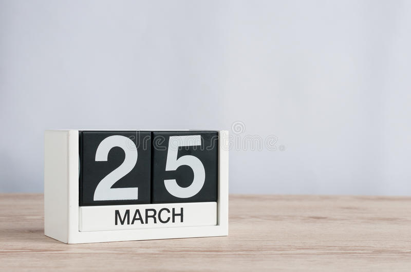 March 25th Day 25 Of Month Wooden Calendar On Light Background 