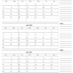 March April May Calendar 2023 Printable Template PDF