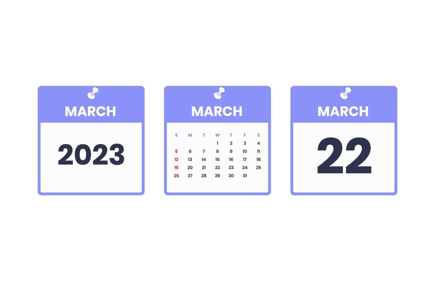 March Calendar Design March 22 2023 Calendar Icon For Schedule