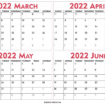 March To June 2022 Calendar Four Months DigitallyCredible