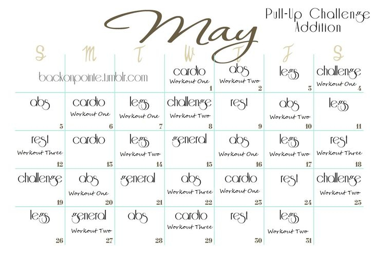 Monthly Workout Planner Workout Challenge Workout Calendar Pull Up 
