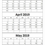 Print Calendar 2019 March April May Print Calendar Kids Calendar