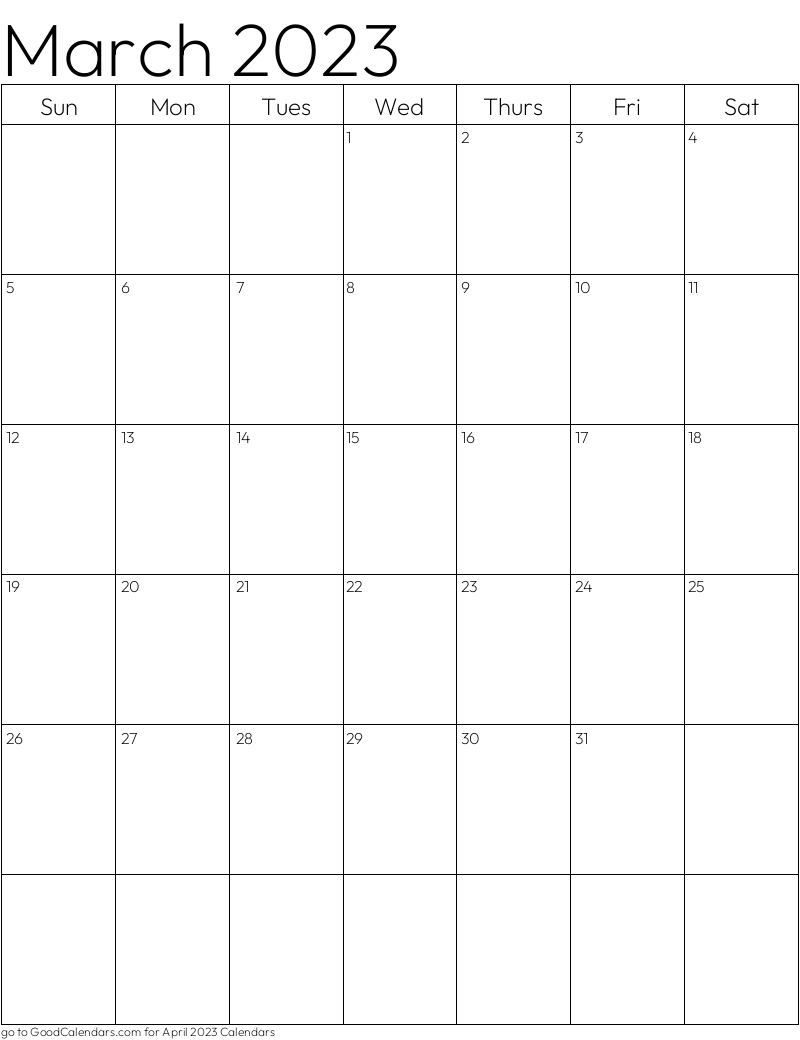 Select A Layout For Your March 2023 Calendar