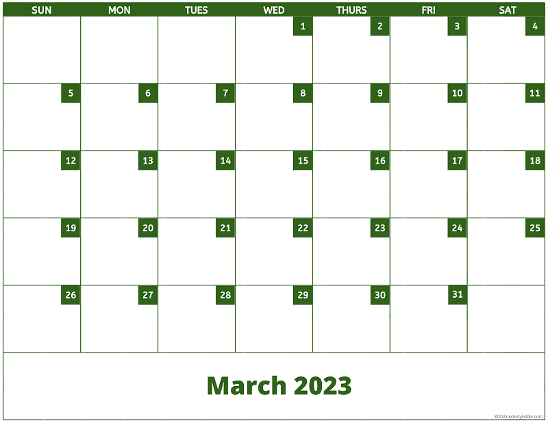 03 March 2023 8 5x11 P1 Dark Green Activity Folder