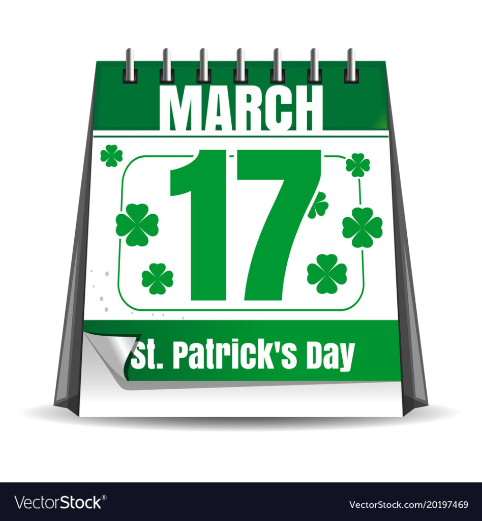 17 March St Patricks Day Calendar Royalty Free Vector Image