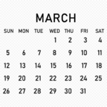 2023 March Black Calendar PNG Citypng