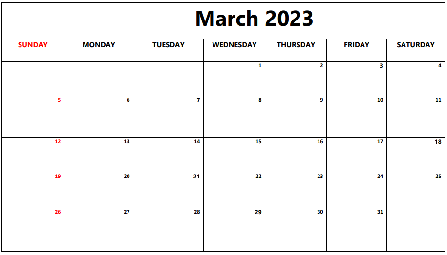 2023 March Malayalam Calendar