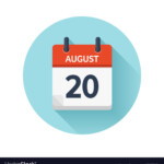 August 20 Flat Daily Calendar Icon Date Royalty Free Vector