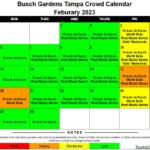 Busch Gardens Tampa Crowd Calendar February 2023 001 Touring