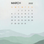 Download Free Vector Of Mountain March Monthly Calendar IPhone