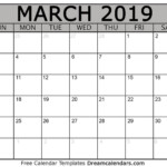 Download Printable March 2019 Calendars