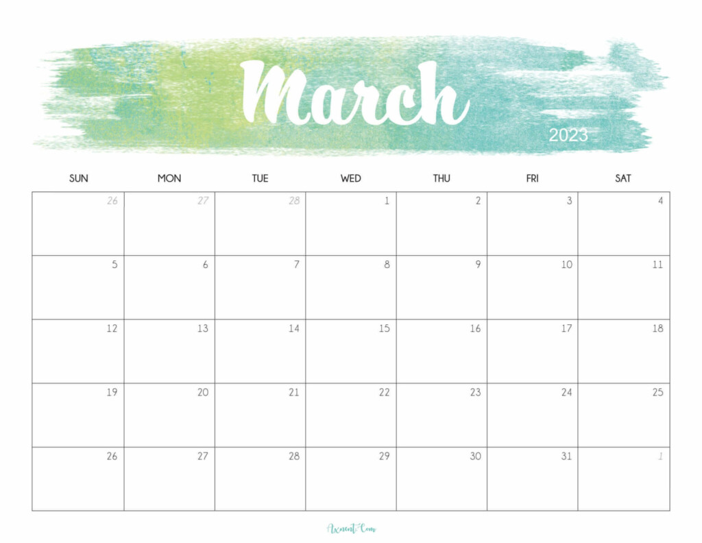 Floral March 2023 Calendar Printable Cute Designs
