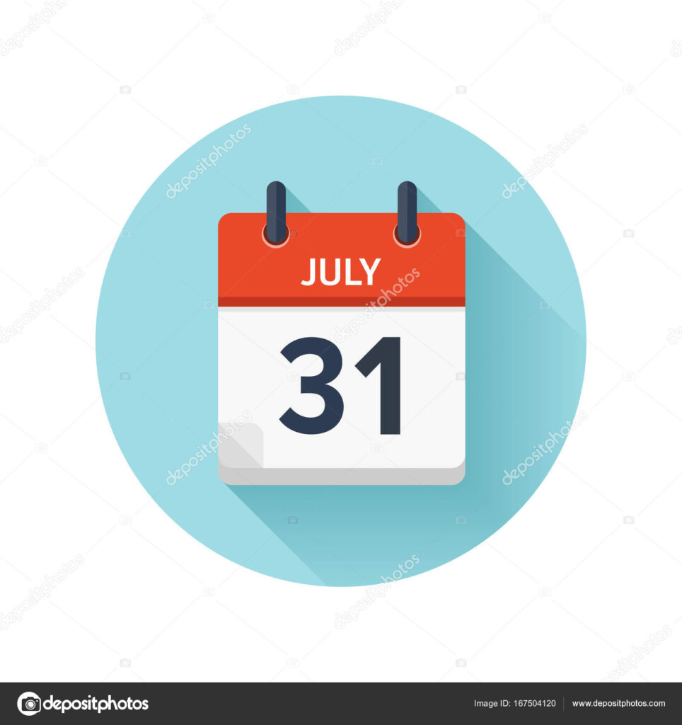 Im genes Del Mes De Julio 31 De Julio Vector Plano D a Icono De 