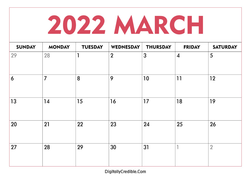March 2022 Printable Printable Word Searches
