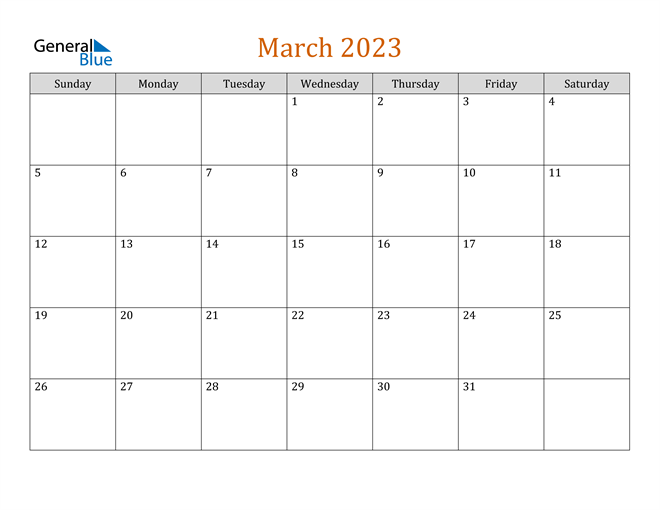 March 2023 Calendar PDF Word Excel