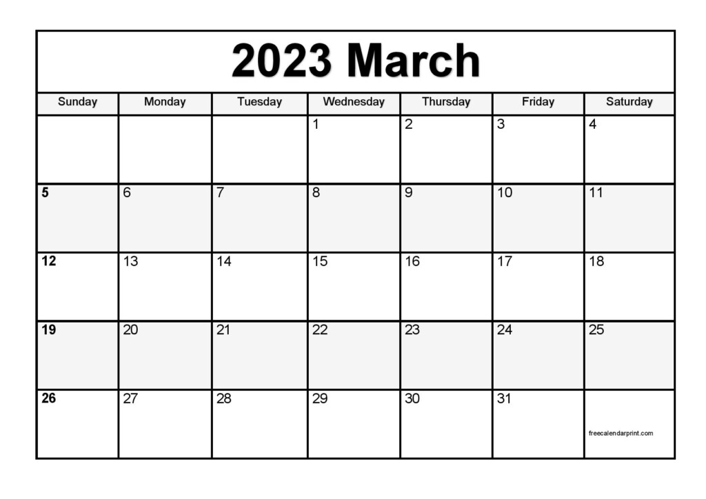 March 2023 Calendar Printable PDF Blank Templates