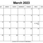 March 2023 Calendar With Holidays Printable