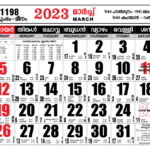 March 2023 Latest Malayalam Calendar Free Download