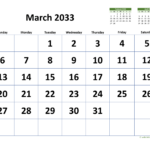 March 2033 Calendar With Extra large Dates WikiDates