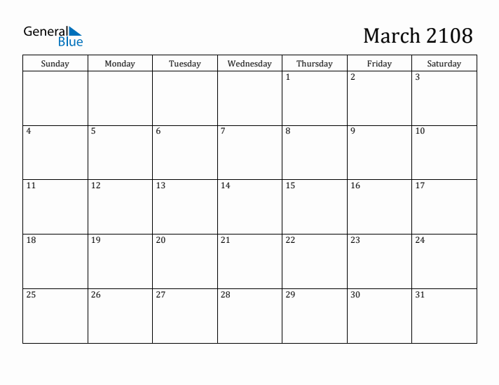 March 2108 Calendar PDF Word Excel