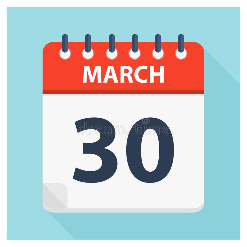 March 30 Calendar Icon Stock Vector Illustration Of Appointment 