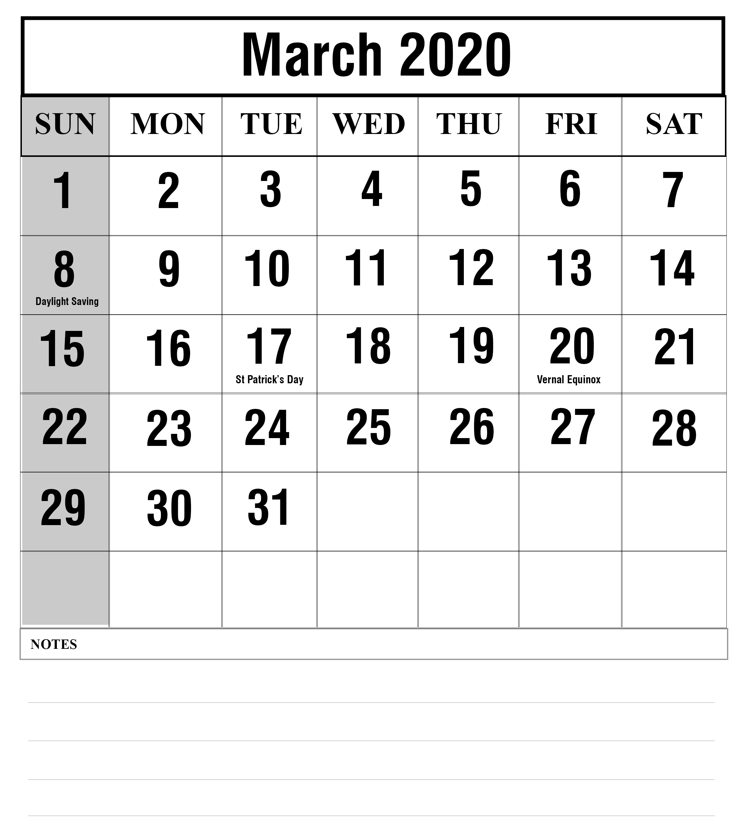 March 4 2020 Calendar Month Calendar Printable