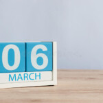 March 6th Day 6 Of Month Wooden Color Calendar On Table Background