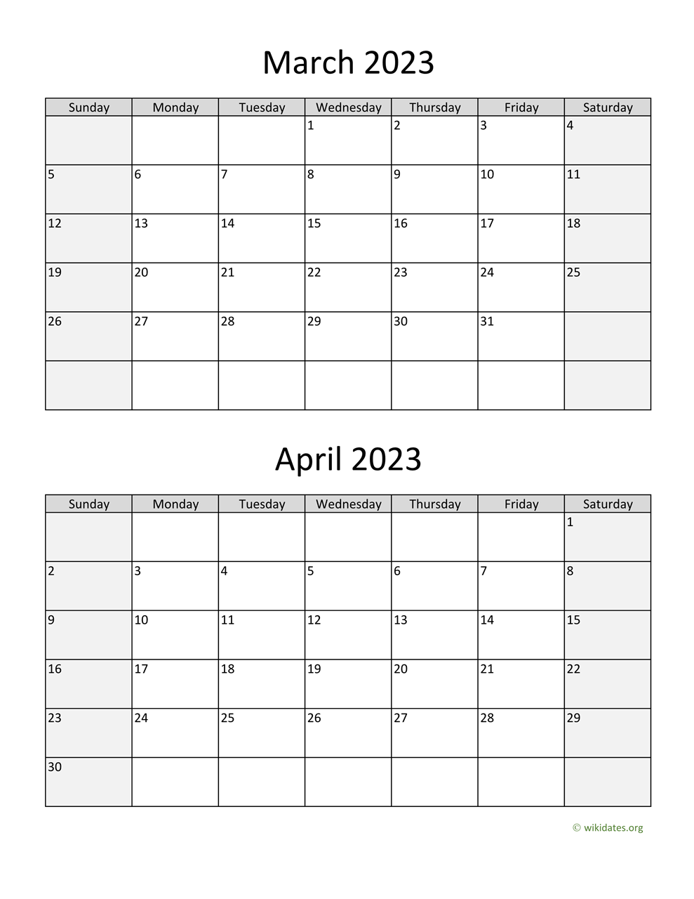 March And April 2023 Calendar WikiDates