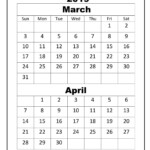 March April 2019 Calendar Academic Free Printable Calendar Templates