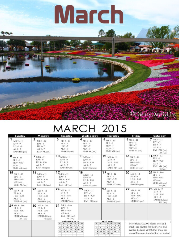 March Disney Calendar DisneyDayByDay Disney Calendar Disney World 