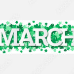 March Single Word With Shamrocks Banner Vector Illustration 1 Stock