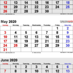 May 2020 Calendar Printable Template PDF Word Excel