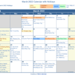 Print Friendly March 2022 US Calendar For Printing