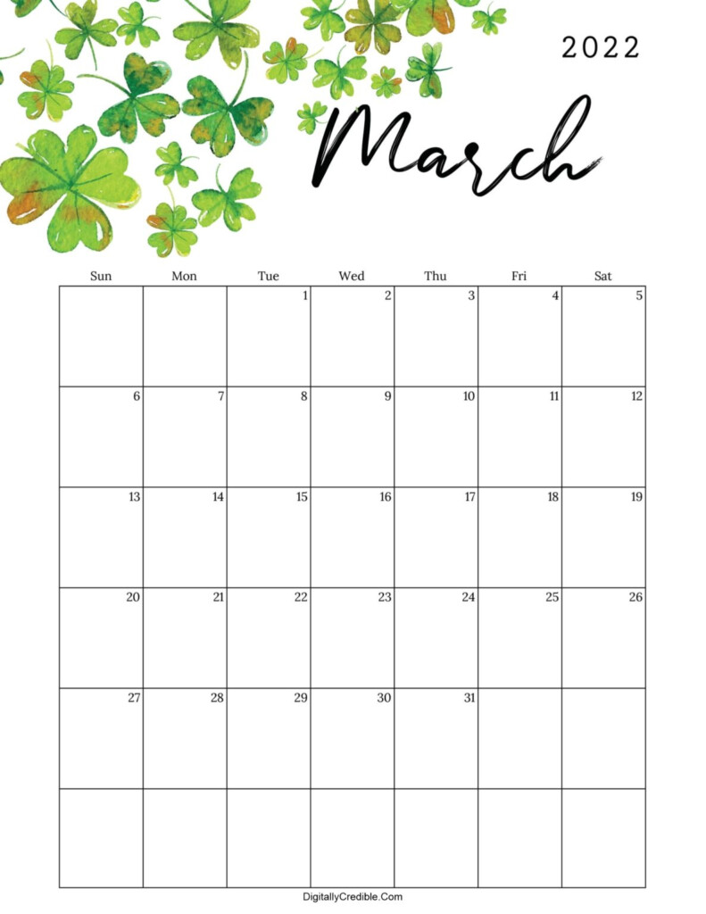 Printable March 2022 Calendar Template Pdf Word Excel March 2022 