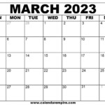 Printable March 2023 Calendar